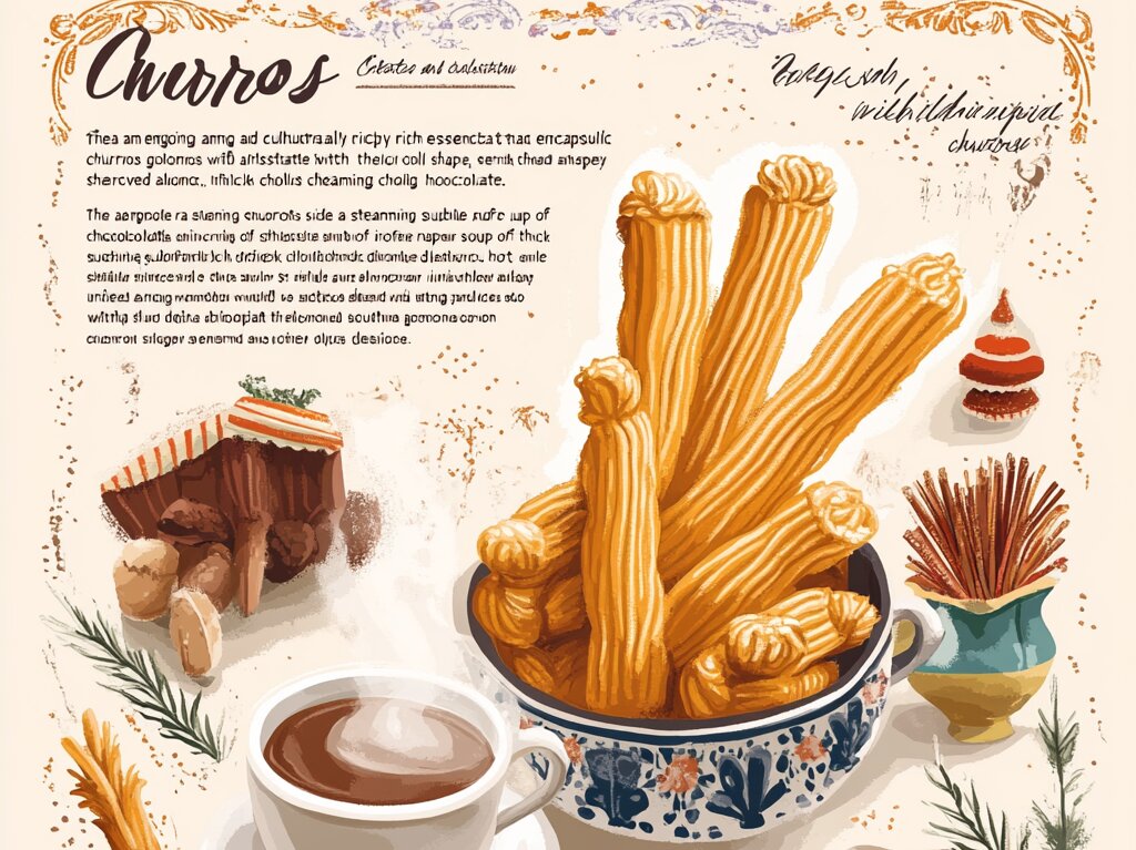 "Golden, crispy churros served with a steaming cup of thick hot chocolate. Why are churros called churros?"