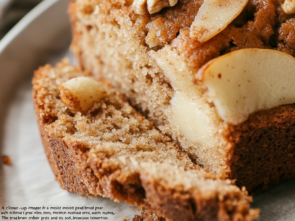 "Moist pear bread recipe with fresh pears and a golden-brown crust."