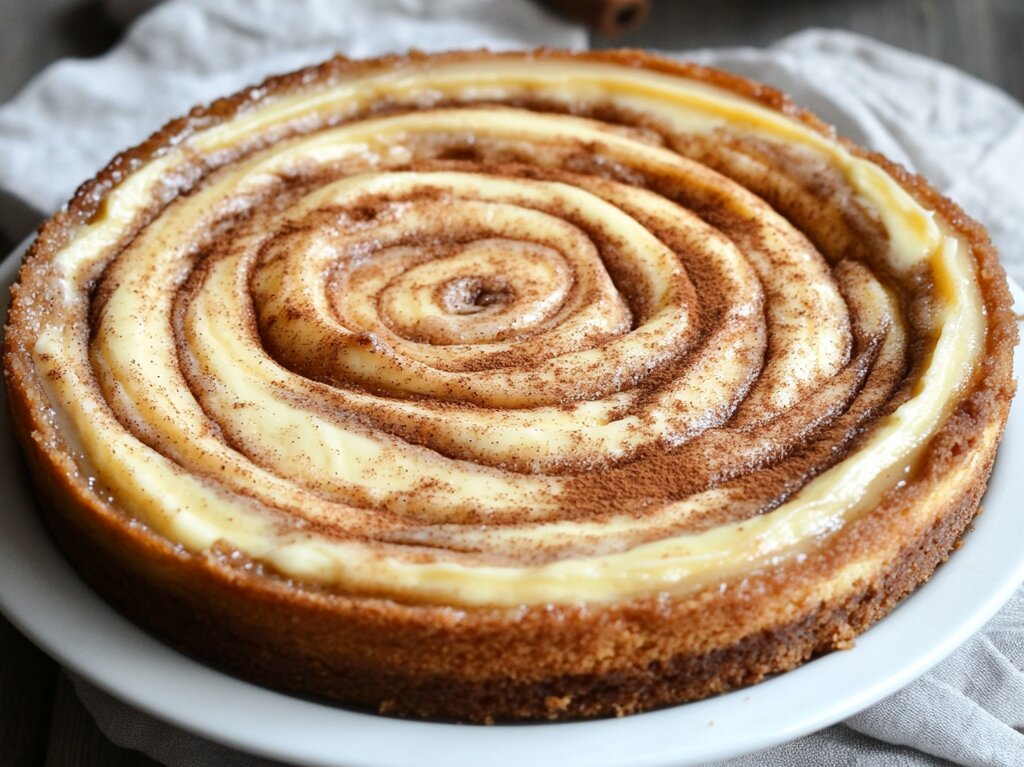 Cinnamon roll cheesecake recipe - creamy cheesecake with cinnamon swirl