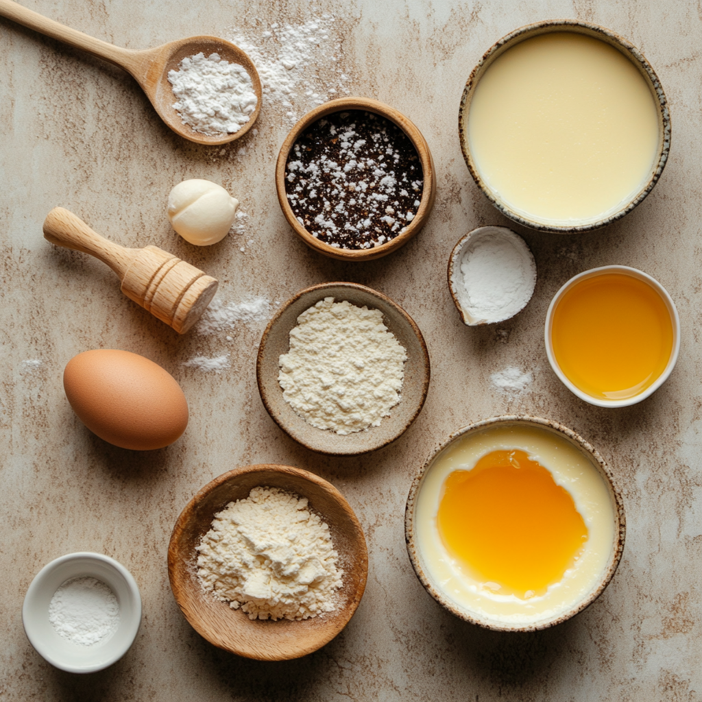  Ingredients for crème brûlée, perfect for understanding the components of crème brûlée vs. custard.

