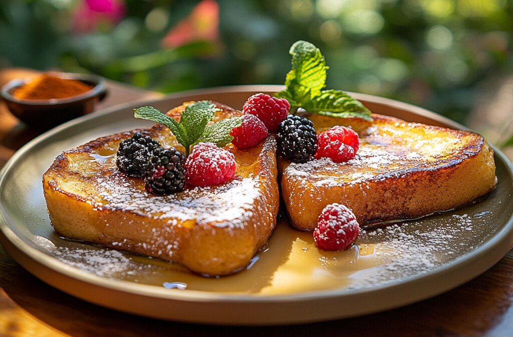 Golden-brown McCormick French Toast Recipe served with fresh berries